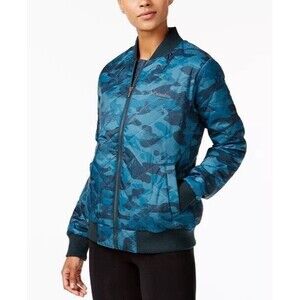 Columbia Puffer Women's Jacket Blue Camo Thermal Coil Lightweight Size L